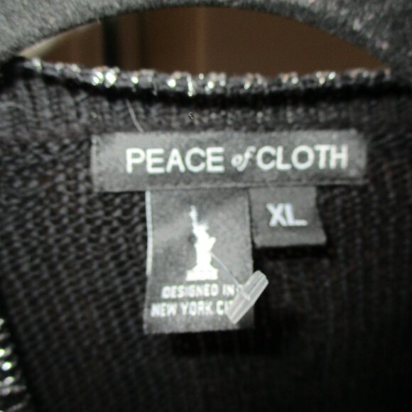 peace of cloth new nwt knit button cardigan black nyc xl cotton - Picture 5 of 6